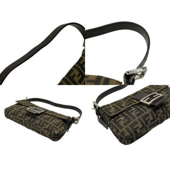 FENDI Mamma Bucket Hobo Shoulder Bag Zucca Canvas Leather Brown - Picture 6 of 8